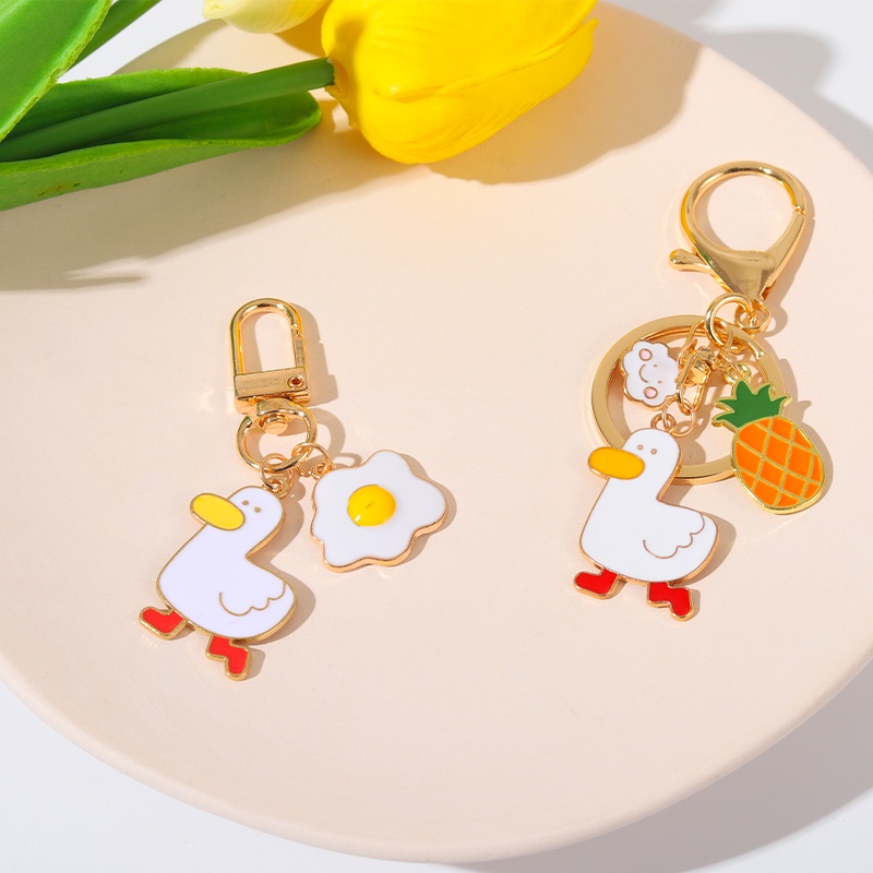 Móc khóa QIHE JEWELRY mặt hình chú vịt hoạt hình đáng yêu