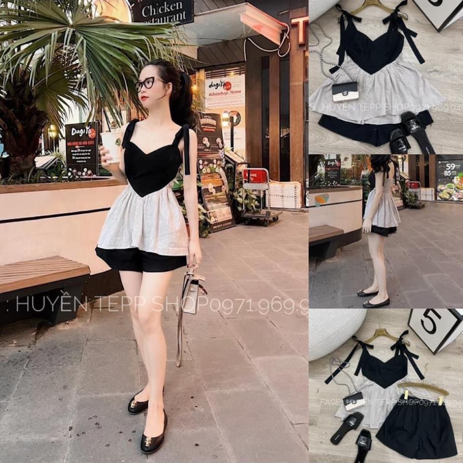 [ 𝐅𝐑𝐄𝐄 𝐒𝐇𝐈𝐏 ] SET ÁO 2S BABYDOLL PHỐI MÀU MIX QUẦN ĐÙI Ạ
