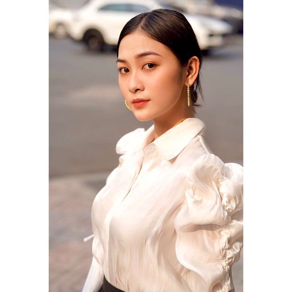 VELLE DESIGN Áo sơ mi lụa tơ organza Camellia thanh lịch sang trọng