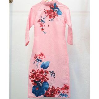 Áo dài gấm ép cáo cấp đẹp rẻ . 🎗FREESHIP🎗 áo dài cách tân xanh xắn kèm ảnh thật