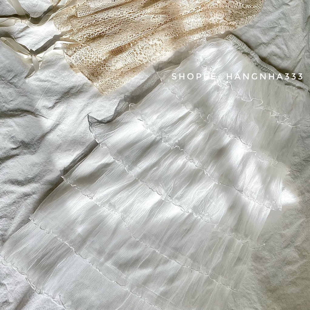 [ Mã FADIRECT20 giảm 20K đơn 150K] ❤SẴN-ẢNH THẬT CUỐI| |CHÂN VÁY TRẮNG DÀI XẾP TẦNG CÔNG CHÚA ULZZANG | BigBuy360 - bigbuy360.vn