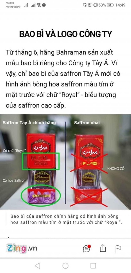 [Công ty Tây Á] 5 Gram Saffron Tây Á / Nhụy Hoa Nghệ Tây Bahraman Saffron Super Negin