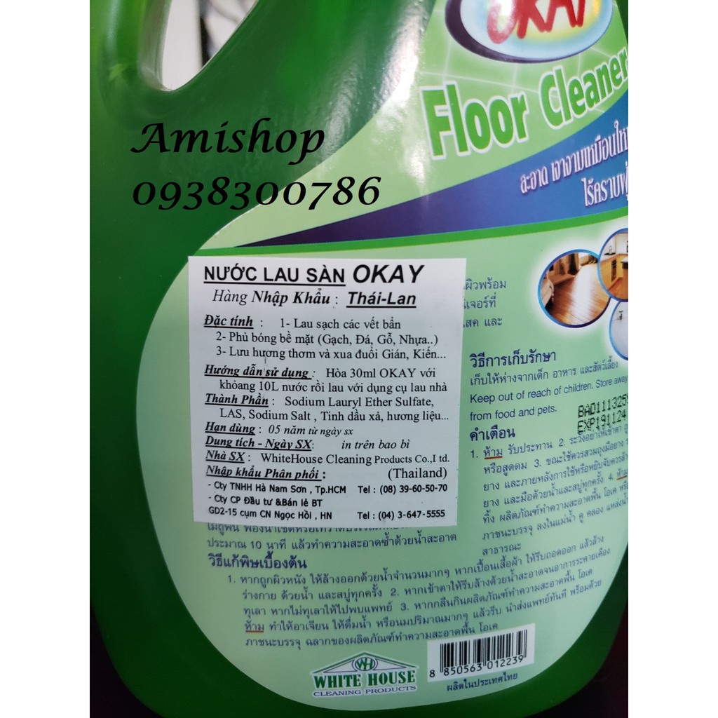 Nước lau sàn Okay Thái Lan- chai 2000ml
