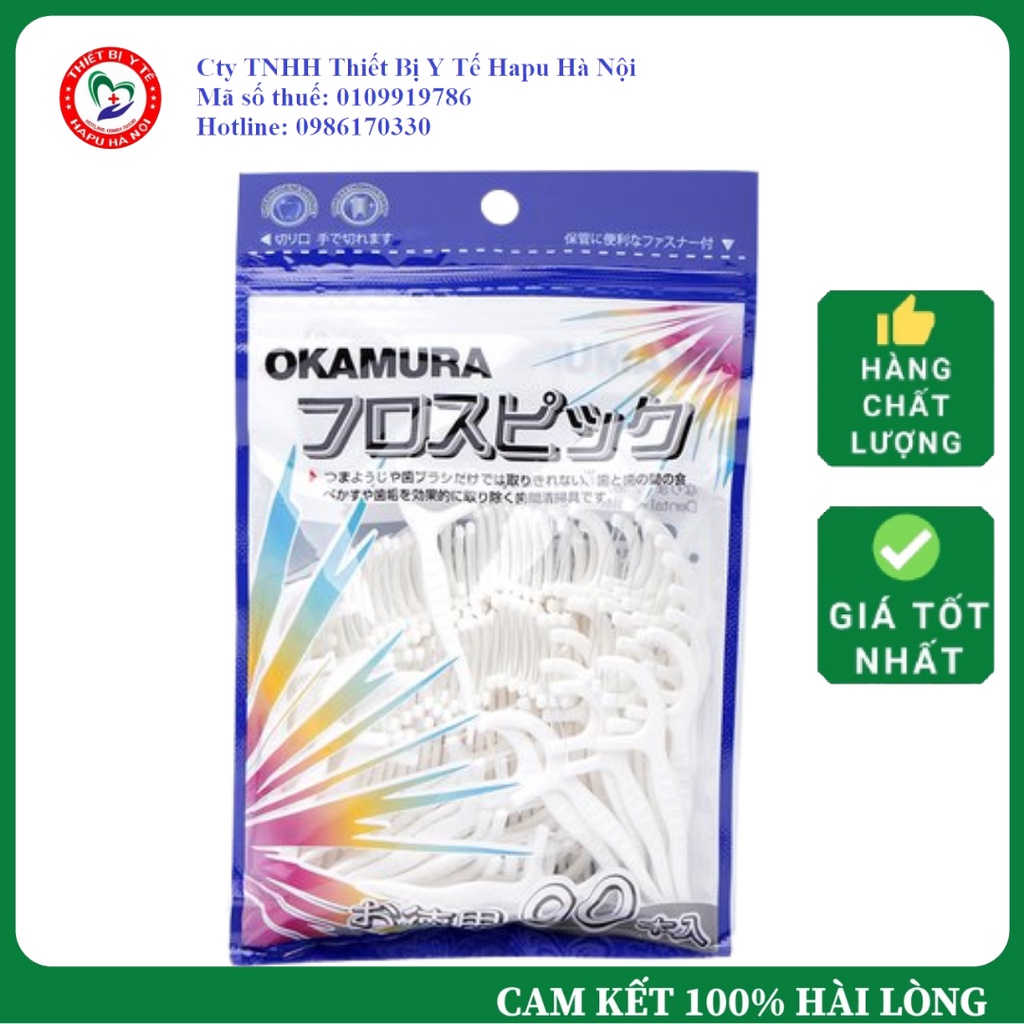 Tăm Chỉ Nha Khoa Okamura Nhật Bản Sợi Chỉ Nhỏ Gói 90 Que