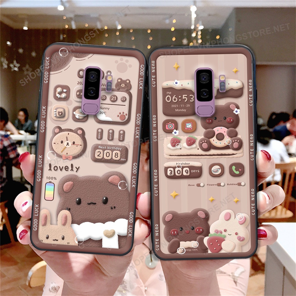Ốp lưng Samsung S9 / S9 Plus / S9+ in họa tiết caro, mẫu gấu cực đáng yêu / ốp gấu cute giá rẻ