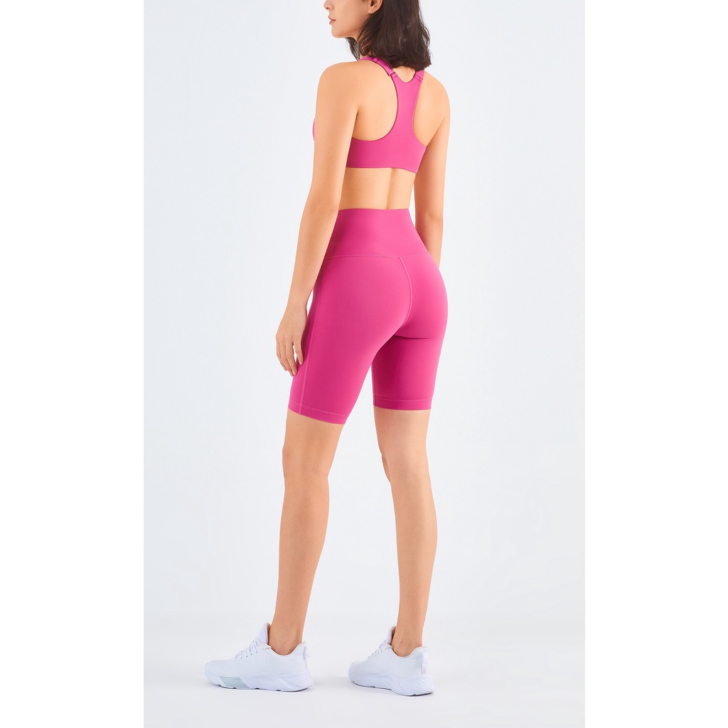 Set áo lót nâng ngực &amp; quần short HOPPE FUMENG cạp cao có dây kéo cho nữ