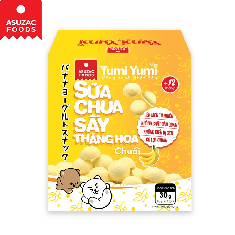 Sữa chua sấy thăng hoa vị chuối Yumi Yumi Asuzac hộp 30 g (19 g x 3 gói)