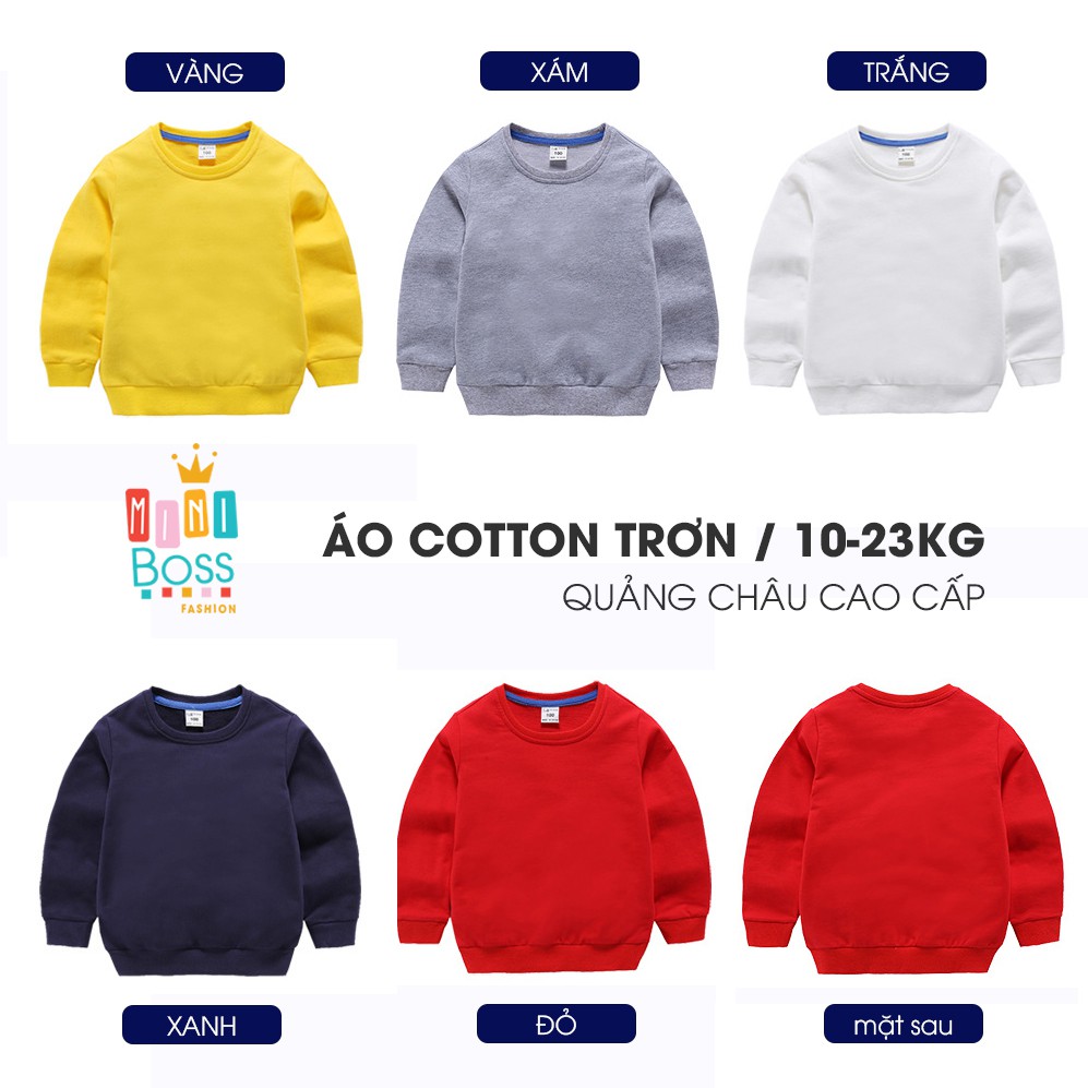 Áo nỉ da cá cho bé 10-23kg QUẢNG CHÂU | Áo dài tay trơn cotton cho bé