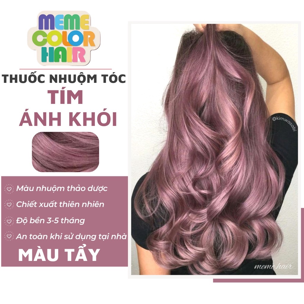 Thuốc nhuộm tóc màu tím ánh khói , tặng kèm oxy trợ dưỡng và bao tay