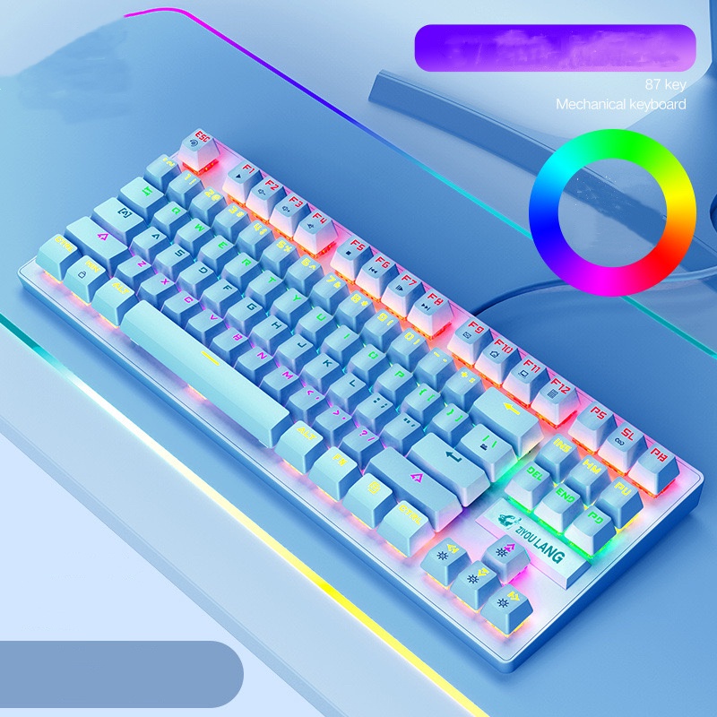 Bộ Bàn Phím Cơ Gaming K2 Và Chuột Free Wolf V5 LED 10 Chế Độ Chơi Mọi Game Liên Minh, Đột Kích, PUBG, Tặng Lót Chuột