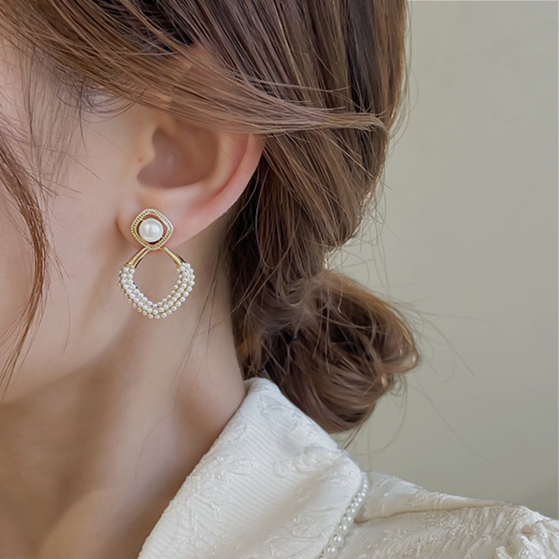 Bông Tai Mạ Bạc 925 Đính Ngọc Trai Sang Trọng Phong Cách Hàn Quốc