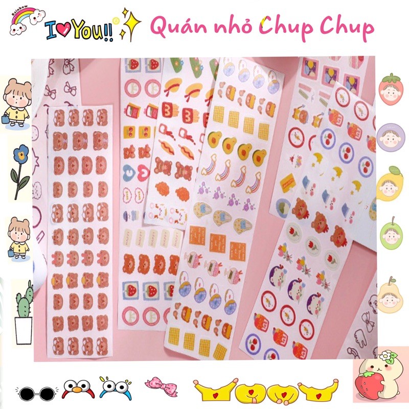 Sticker trang trí sổ tay nhiều mẫu dễ thương, hình dán trang trí, decor bàn học