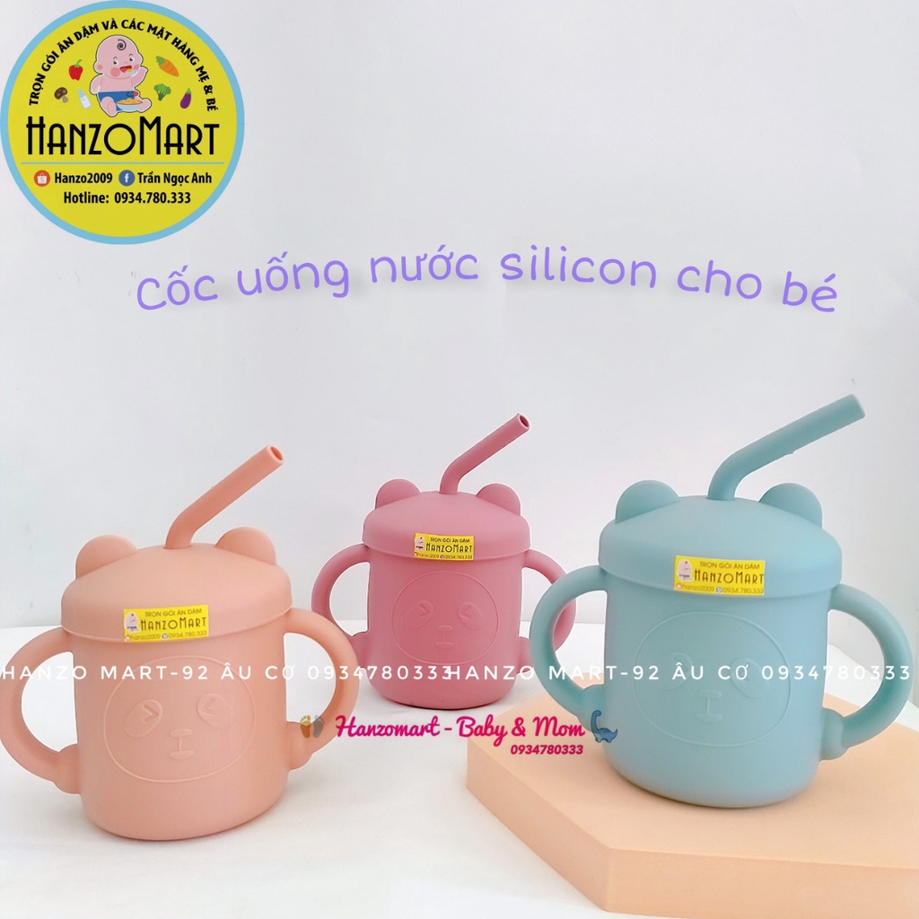 Cốc Uống Nước Silicon Hình Bé Mèo Sippy Cho Trẻ Em Tập Uống Nước