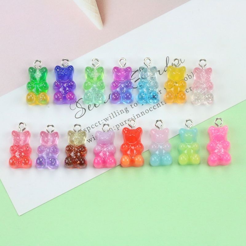 Charm gummy bear màu ombre có khoen