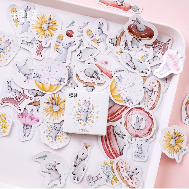 Bộ 45 Sticker Thỏ Cà Rốt E77