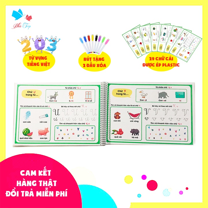 Bảng chữ cái tiếng việt viết xóa