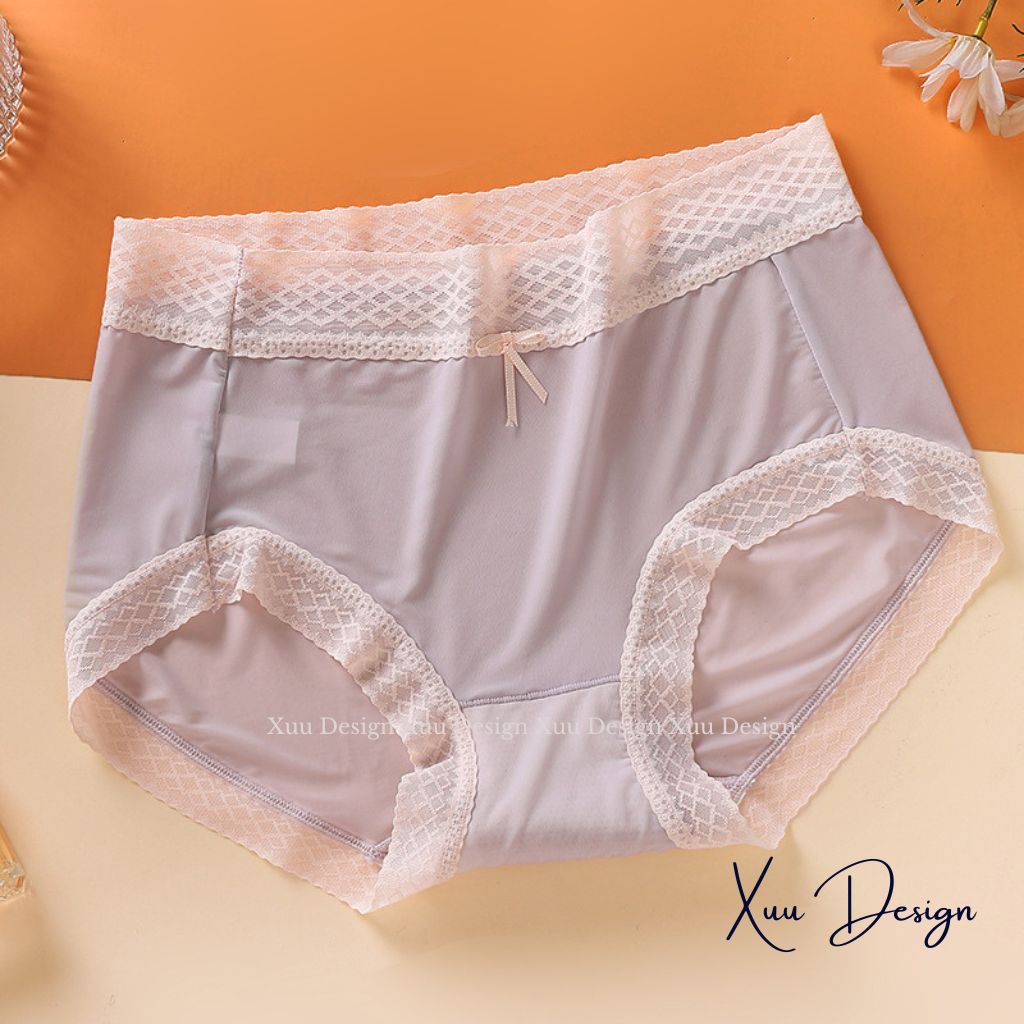 Quần lót nữ Wexuu Design vải su lạnh cao cấp, tông màu pastel phối viền ren ngọt ngào nữ tính -QC118