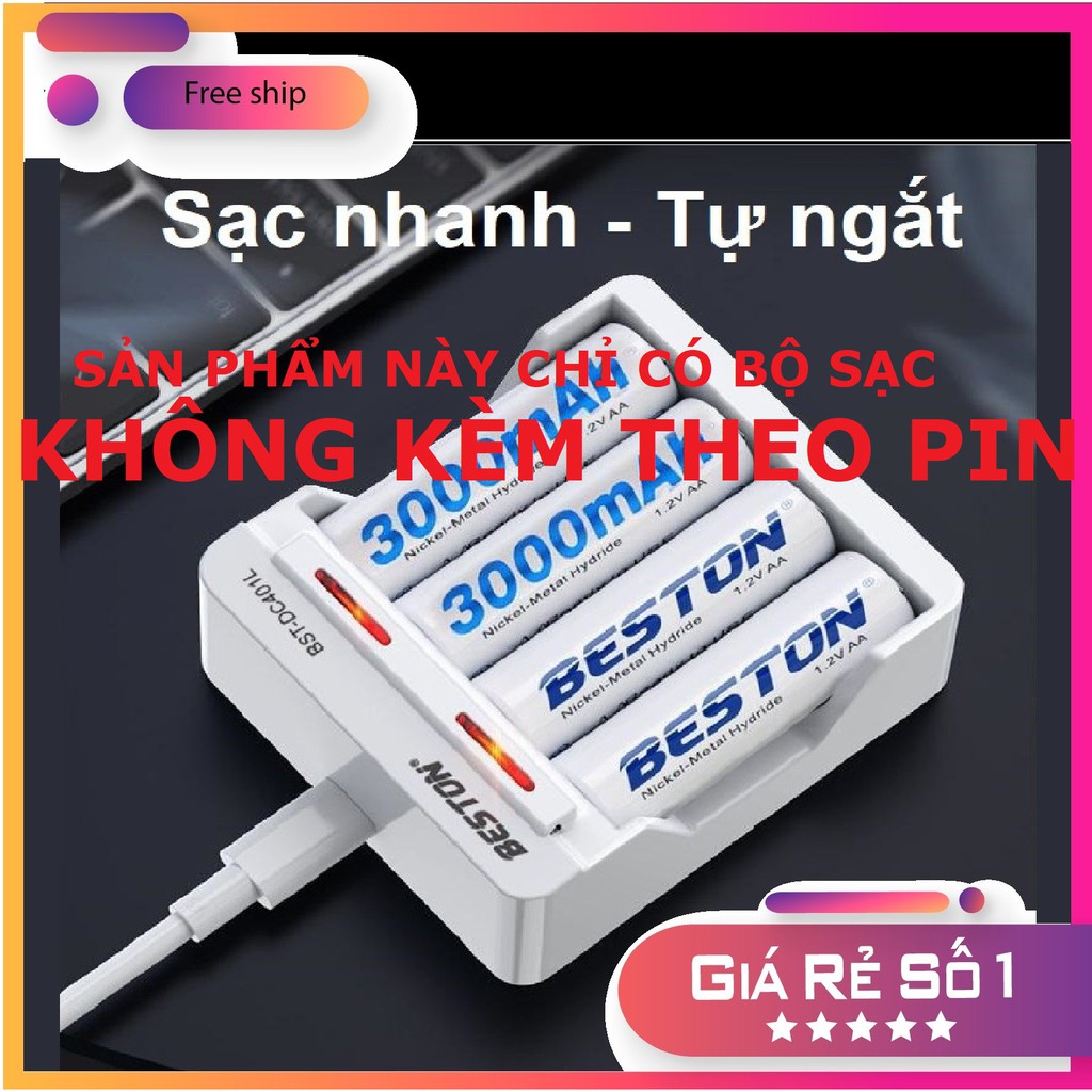 Bộ sạc pin AA AAA 1.2V Beston Chính hãng Sạc được cả 2 loại pin