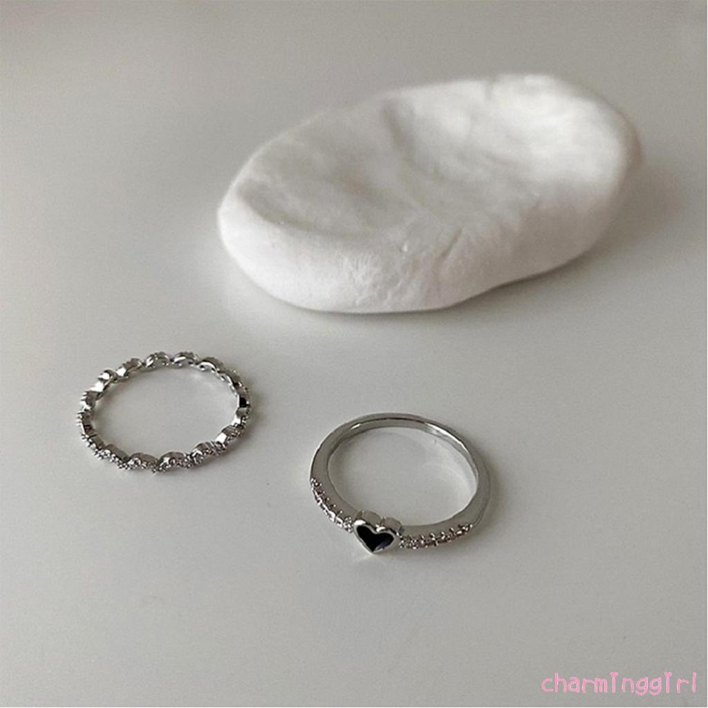 Nhẫn đính đá zircon màu đen thời trang cá tính