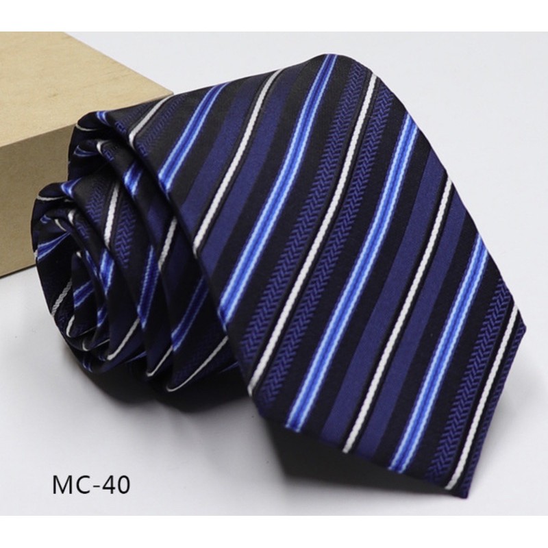 Cà vạt nam bản 7cm kẻ sọc màu xanh phong cách sang trọng lịch sự
