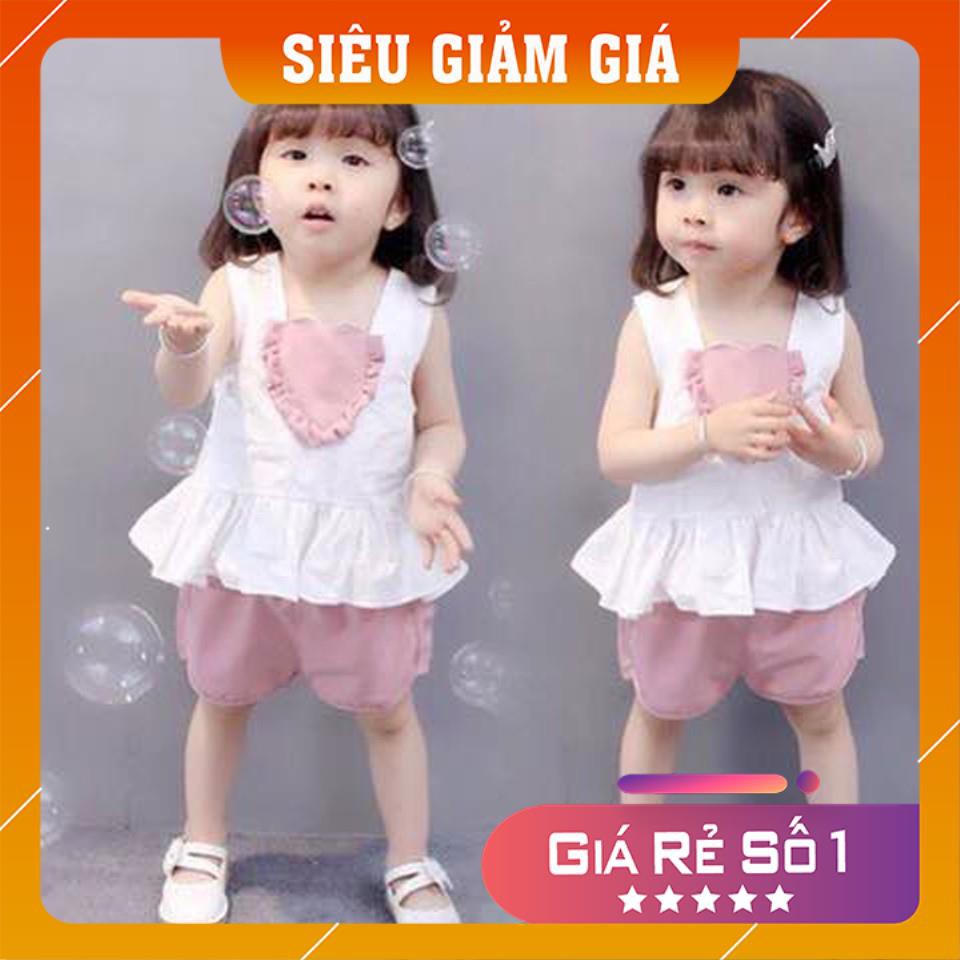 Đồ bộ tim hồng vải thun cotton cho bé gái cực dễ thương