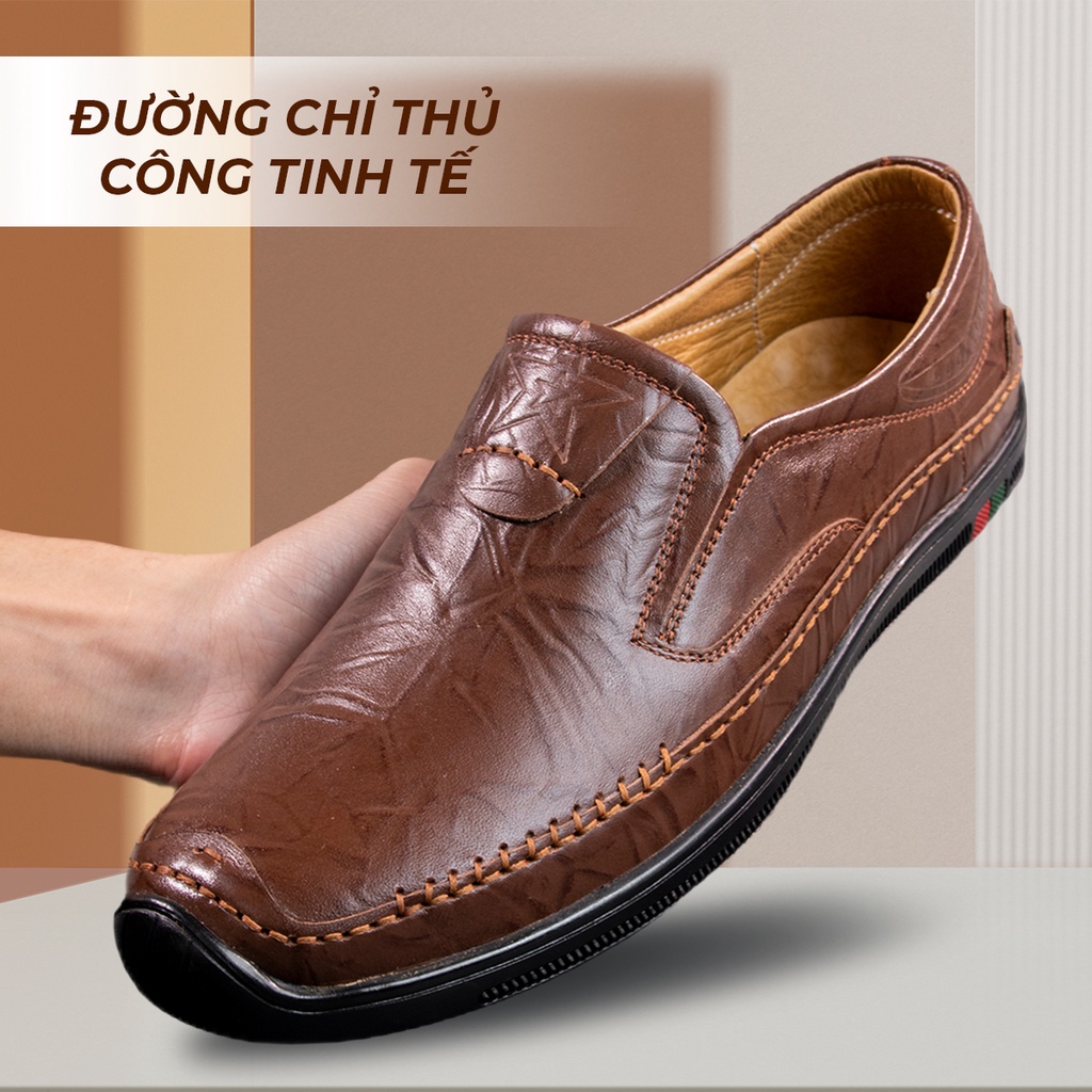 Giày nam lười chất liệu da bò tây đẹp phong cách công sở thiết kế mọi cao cấp bảo hành 5 năm NK69 TIMAN