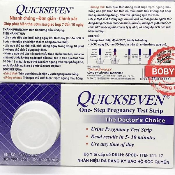 (CHE_TÊN) 1 hộp 24 Que thử thai Quickseven,test thử thai tại nhà,2 vạch sớm nhanh hiệu quả tức thì [Quick seven]