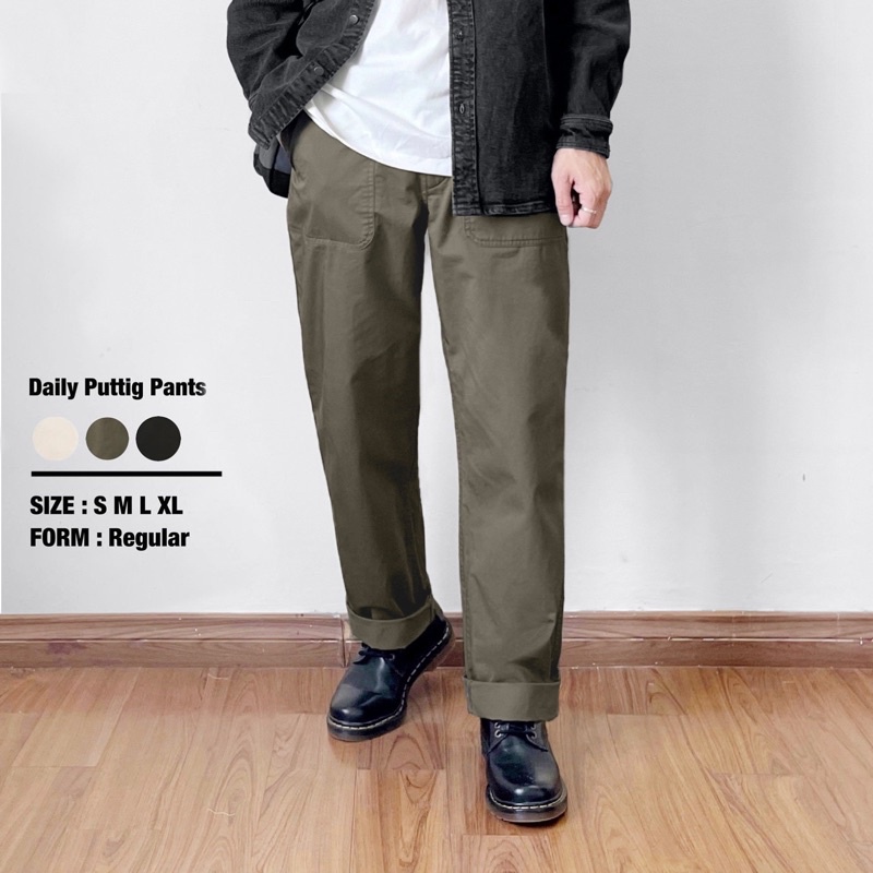 Quần khaki cotton dáng rộng 3 mầu