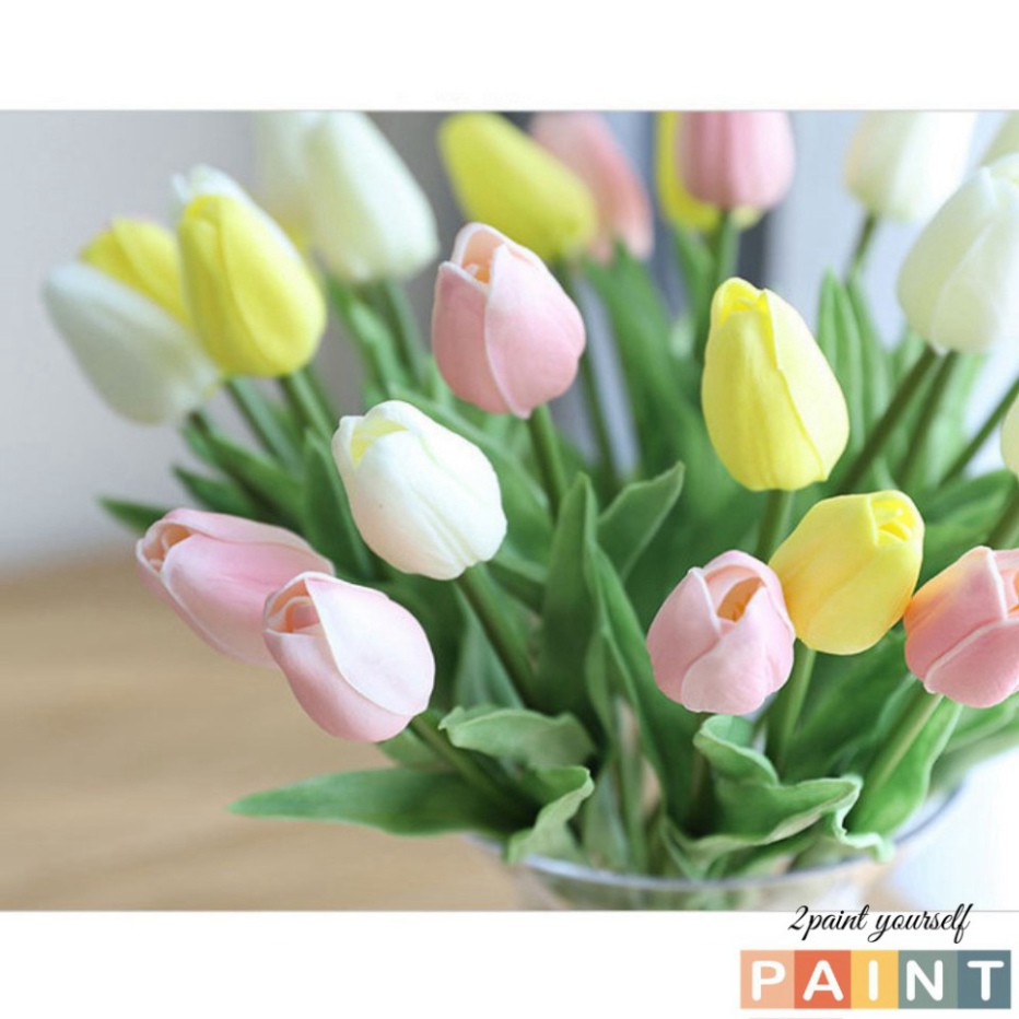 Hoa tulip nhân tạo trang trí bình thủy tinh, lọ hoa, Bông tuy líp nhân tạo decor phông chụp ảnh