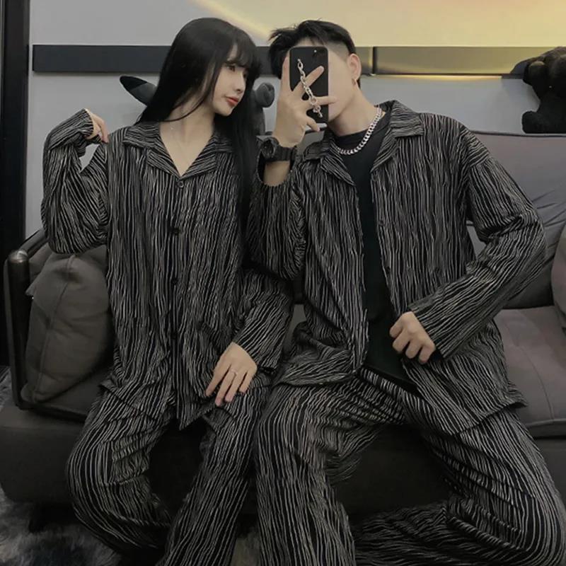 Bộ đồ ngủ cotton tay dài phong cách Nhật Bản thời trang xuân thu dành cho cặp đôi với nhiều loại tùy chọn n2wf