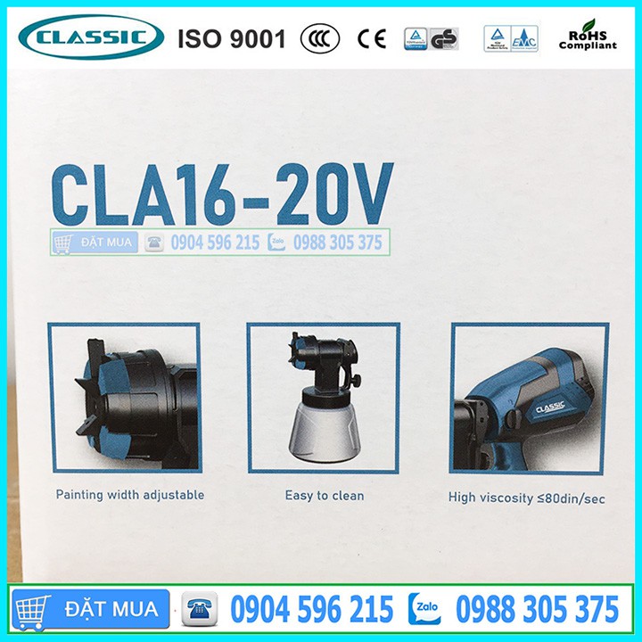 Máy Phun Sơn Pin CLASSIC CLA16-20V - Hàng Chính Hãng CLASSIC