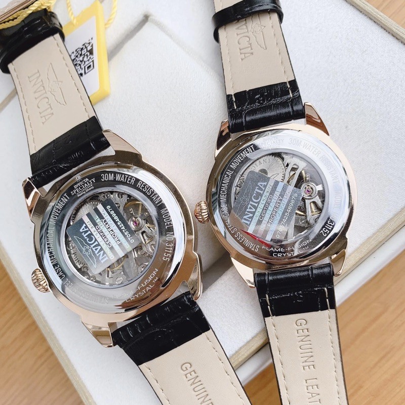 Đồng hồ cặp INVICTA máy cơ dây da model IN31152 và IN31155