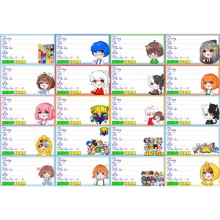 nhãn vở hero team 20 cái khác nhau