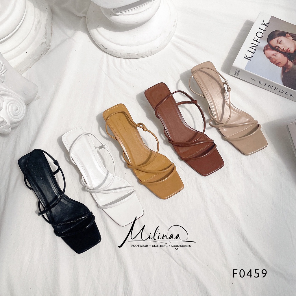 GIÀY SANDAL NỮ GÓT TRONG 4P QUAI CHỮ Z MÃNH F0459