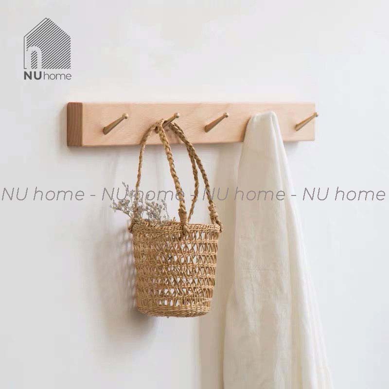 nuhome.vn | Móc gỗ treo quần áo mũ nón phần móc mạ crom sang trọng cao cấp chuẩn phong cách Hàn Quốc