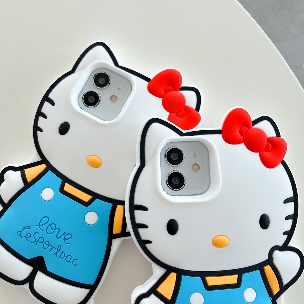 Ốp Điện Thoại Silicon Mềm Chống Sốc Hình Mèo Kitty 3D Cho iPhone 14Promax / 14 / 13Promax / 13 / 12 / 11 / XS / 7P