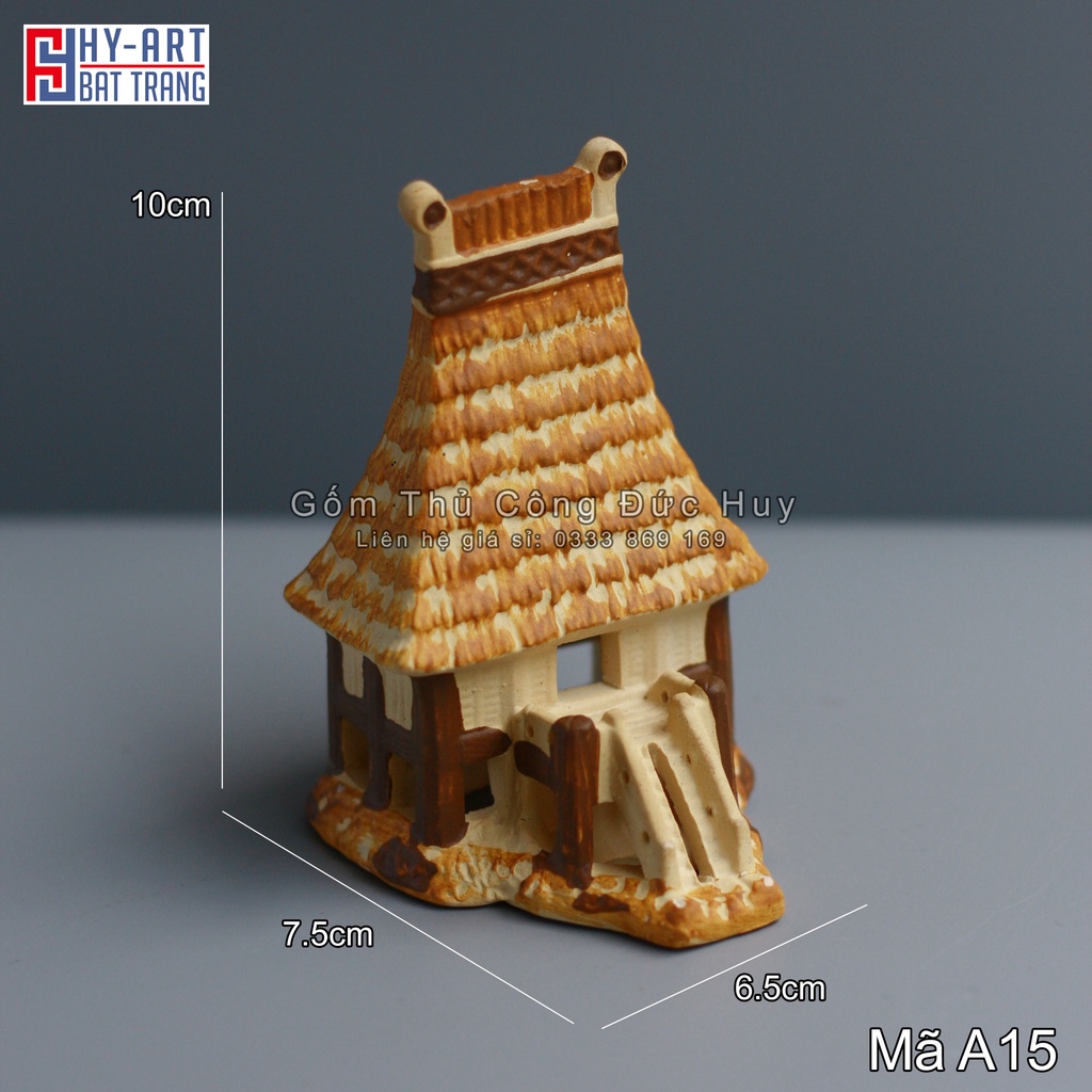 Mô hình gốm Nhà Rông mini phụ kiện trang trí tiểu cảnh hòn non bộ bể cá chậu cây bonsai