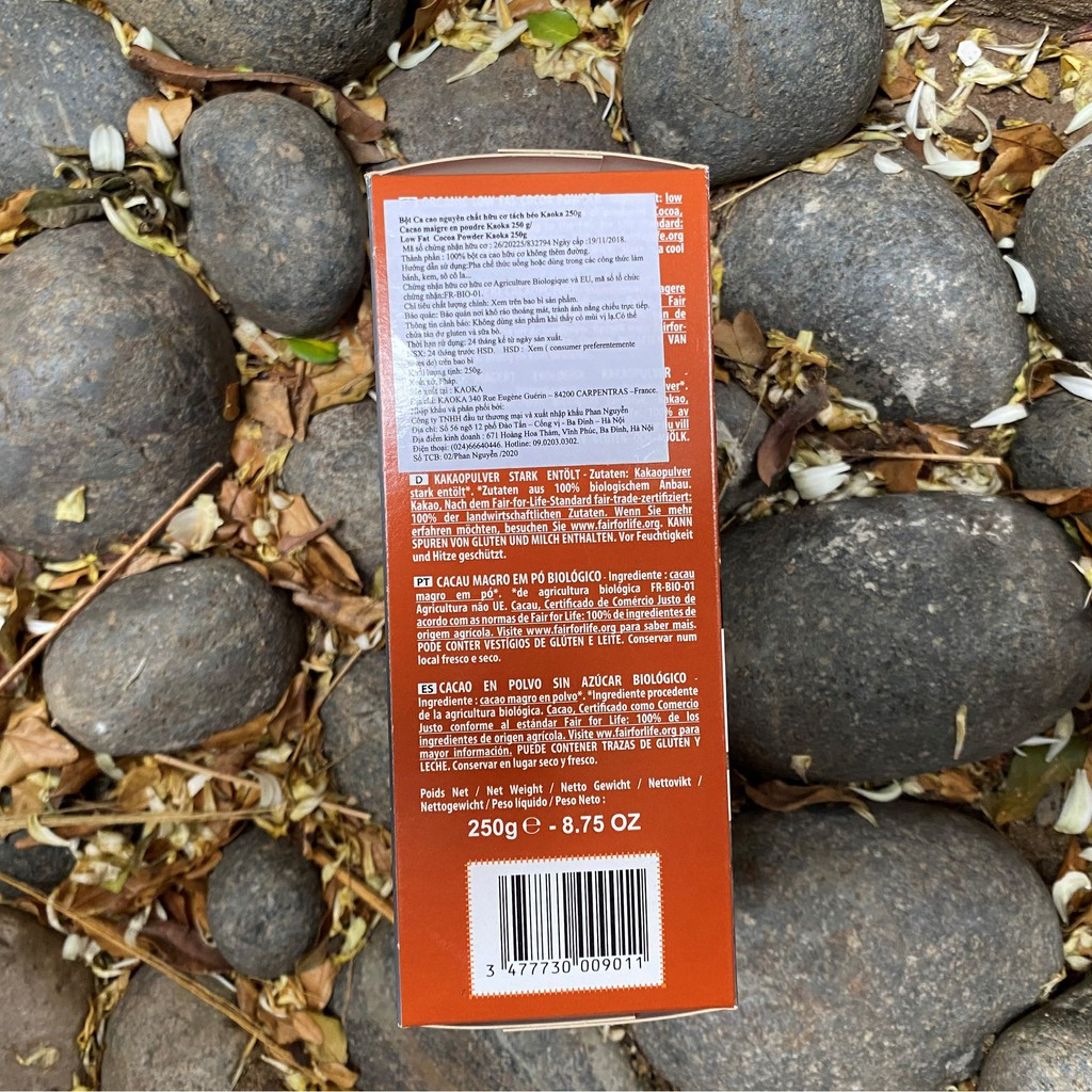 Bột CaCao Tách Béo Nguyên Chất Hữu Cơ Kaoka 250g