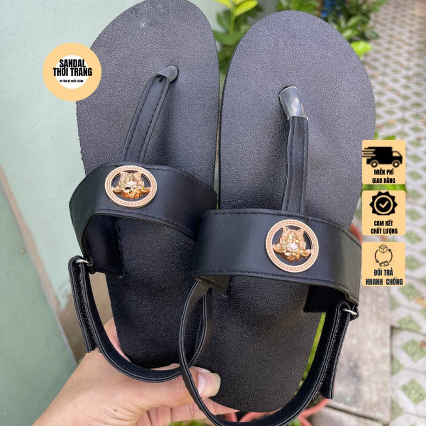 Dép quai hậu nữ nam, SANDALTHOITRANG Sandal nữ đi học, đi chơi màu đen full size 30-44 nam nữ
