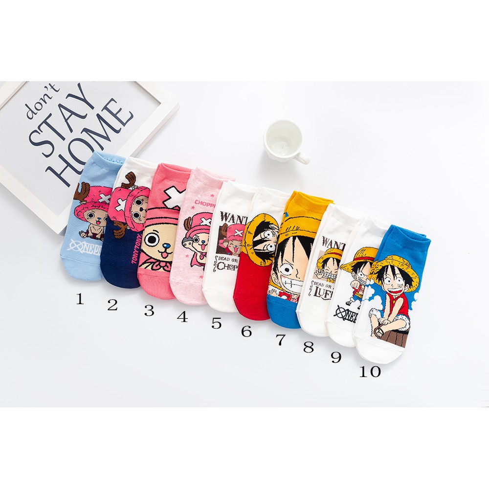 Vớ in họa tiết One Piece đáng yêu bằng cotton mềm mại cho nữ