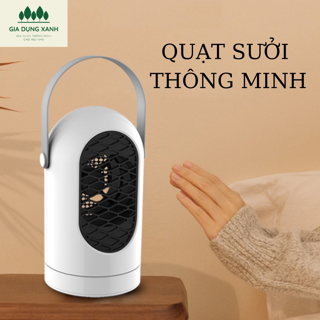 Quạt Sưởi Thông Minh Cầm Tay Xoay 40 Độ Điều Chỉnh Hơi Ấm, Quạt Sưởi Mini