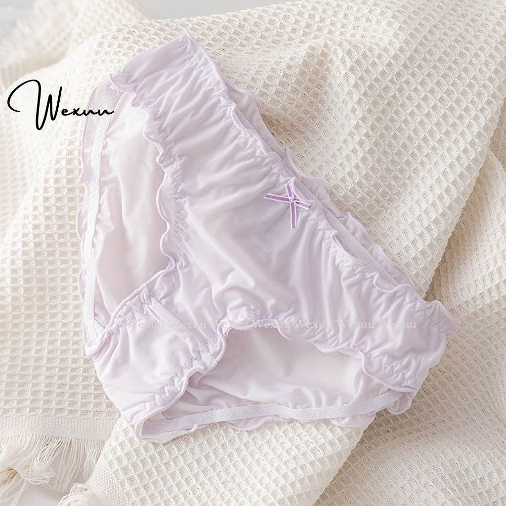 Quần lót nữ Wexuu Design viền bèo phối nơ vải su lạnh mềm mát kháng khuẩn cao cấp - QC131