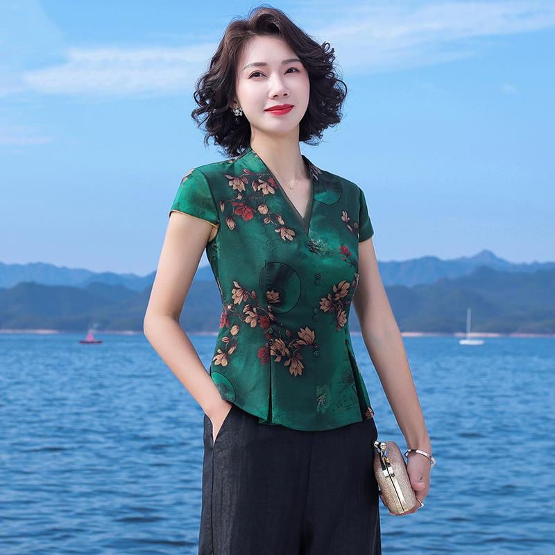 Áo Sườn Xám Giả Lụa Mulberry Cao Cấp Thời Trang Mùa Hè 2022 Phong Cách Mới Cho Nữ