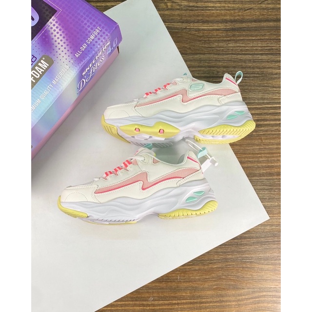 Giày thể thao nữ đế cao phối màu trẻ trung thương hiệu Skechers da thật hàng cao cấp