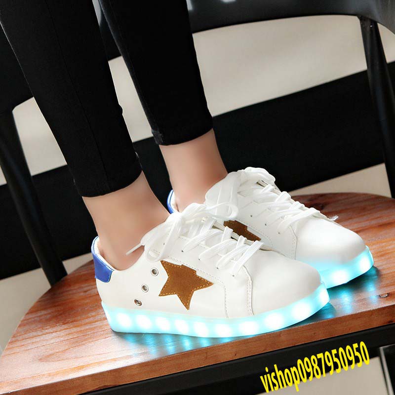 Giày PHÁT SÁNG NGÔI SAO TO PHÁT SÁNG 7 MÀU 11 CHẾ ĐỘ ĐÈN LED STYLE HÀN QUỐC (kèm ảnh và video)