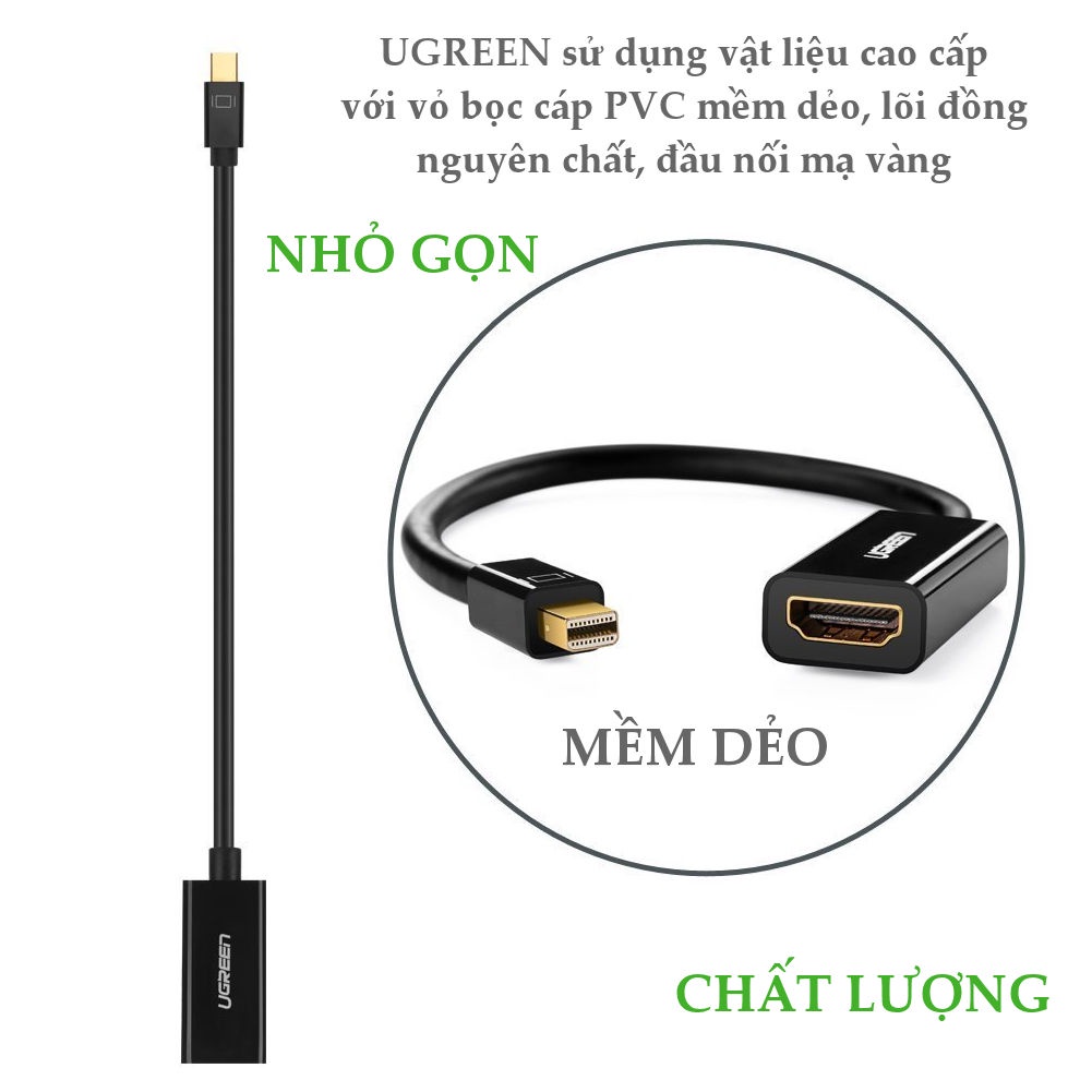 Ugreen 10460,10461 - Cáp Mini Displayport to HDMI chính hãng  ✔HÀNG CHÍNH HÃNG ✔