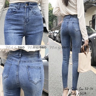 [Size 32-36] Quần Bò Cạp Cao / Quần Jeans Lưng Cao Trên Rốn Co Giãn Mạnh - Tôn Dáng Gọn Eo Bụng NHẠT TRƠN
