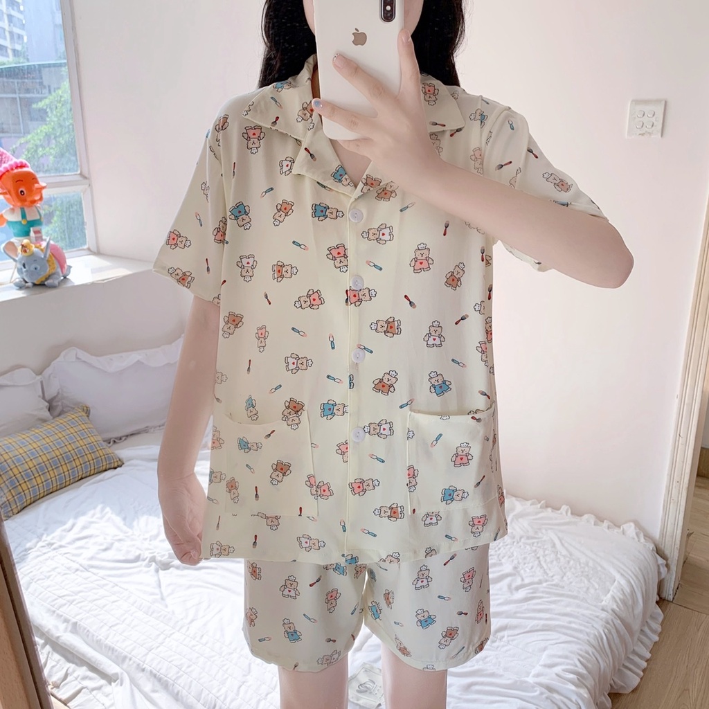 Bộ đồ ngủ có túi có cổ đáng yêu