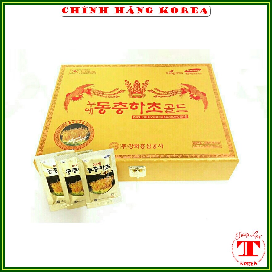 Đông trùng hạ thảo hộp gỗ vàng 60 gói - Nước đông trùng hạ thảo hàn quốc thượng hạng, tranglinh