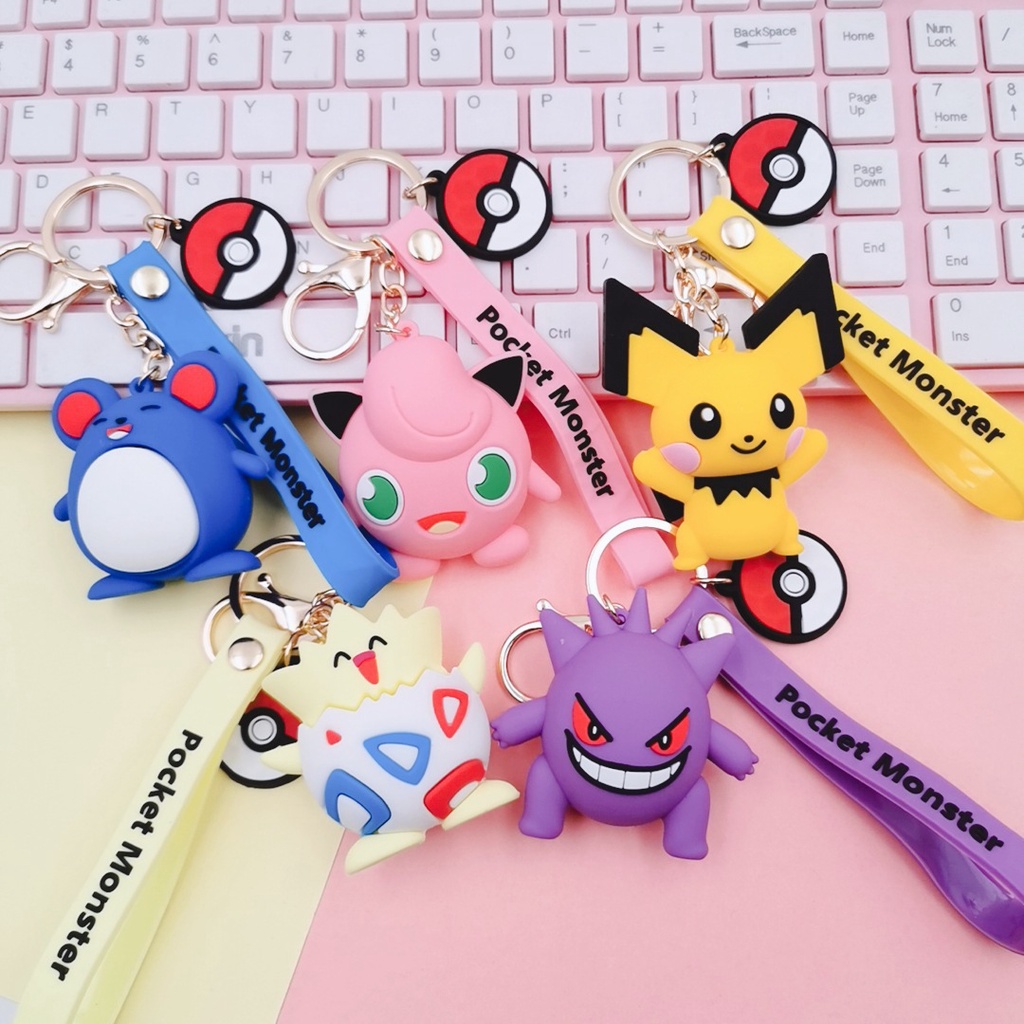 Móc khóa hình Pikachu dễ thương treo túi xách/ cho các cặp đôi